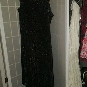 Shiny black sleeveless pantsuit